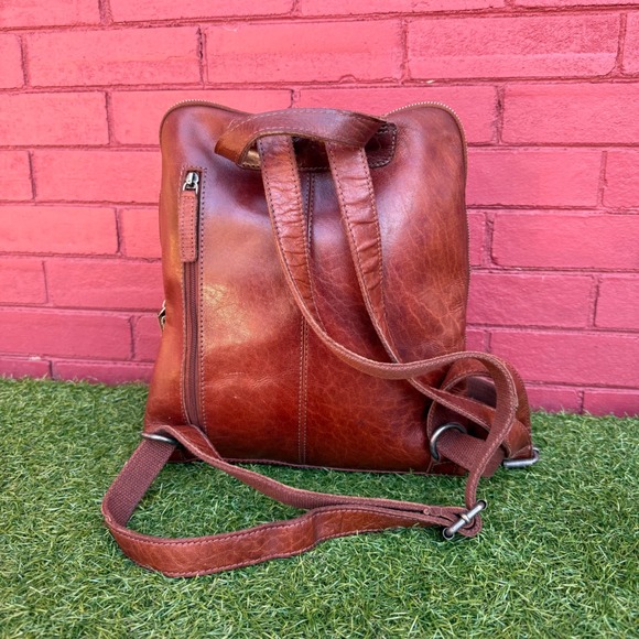 Wild West Leather Backpack Purse Brown Full Grain Zip Top‎ Adjustable Straps main image 7
